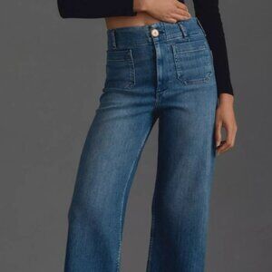 The Colette Cropped High-Rise Wide-Leg Jeans by Maeve, size 18W